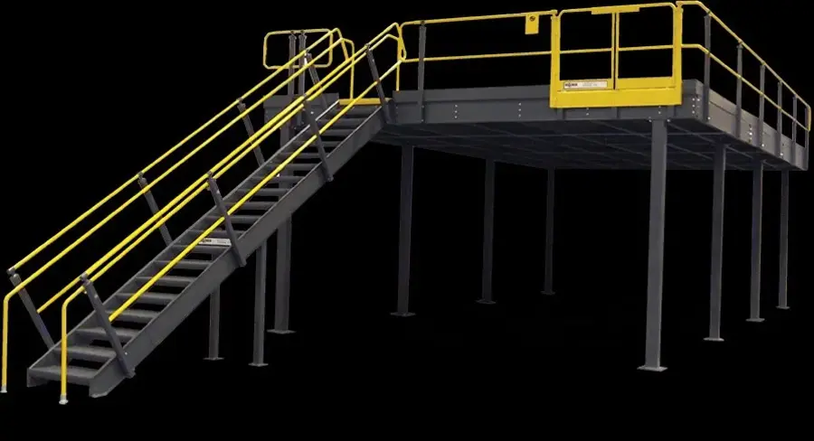 Mezzanine office above warehouse floor