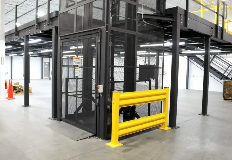 Mezzanine storage level above production floor
