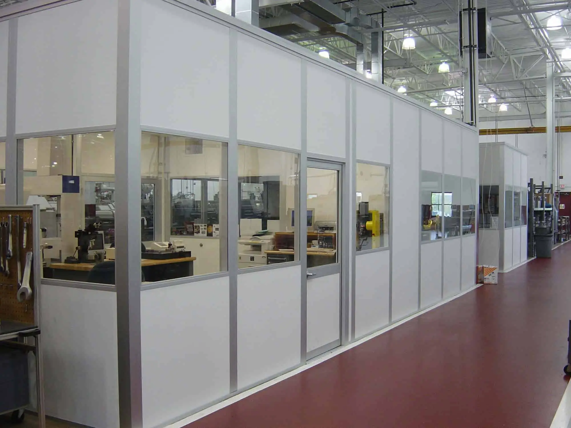 Modular office inside warehouse facility