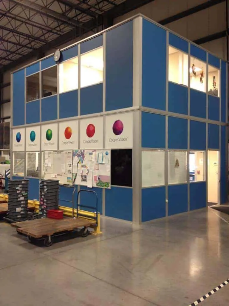 Modular office interior with workstations