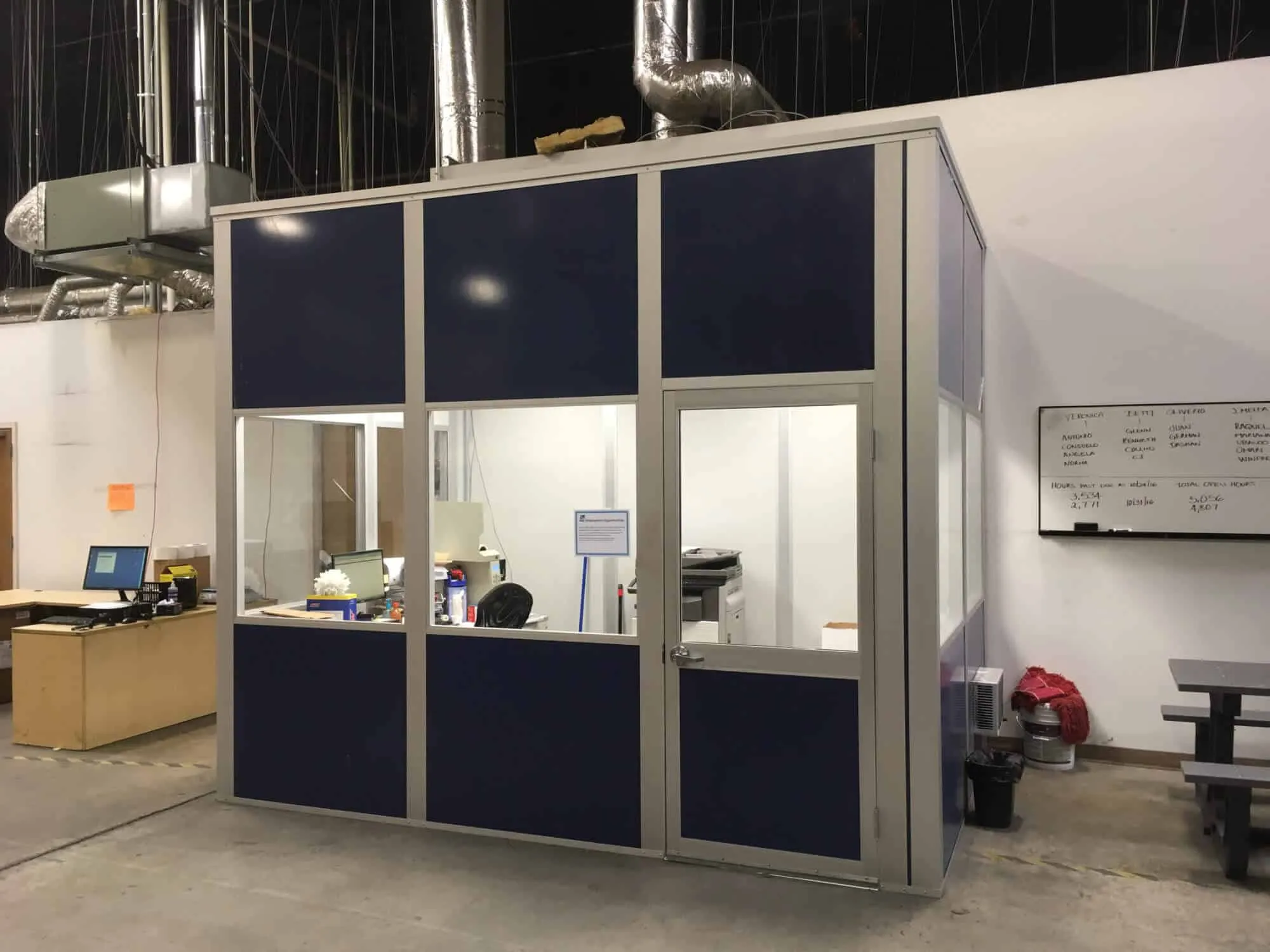 Modular office construction and panel assembly