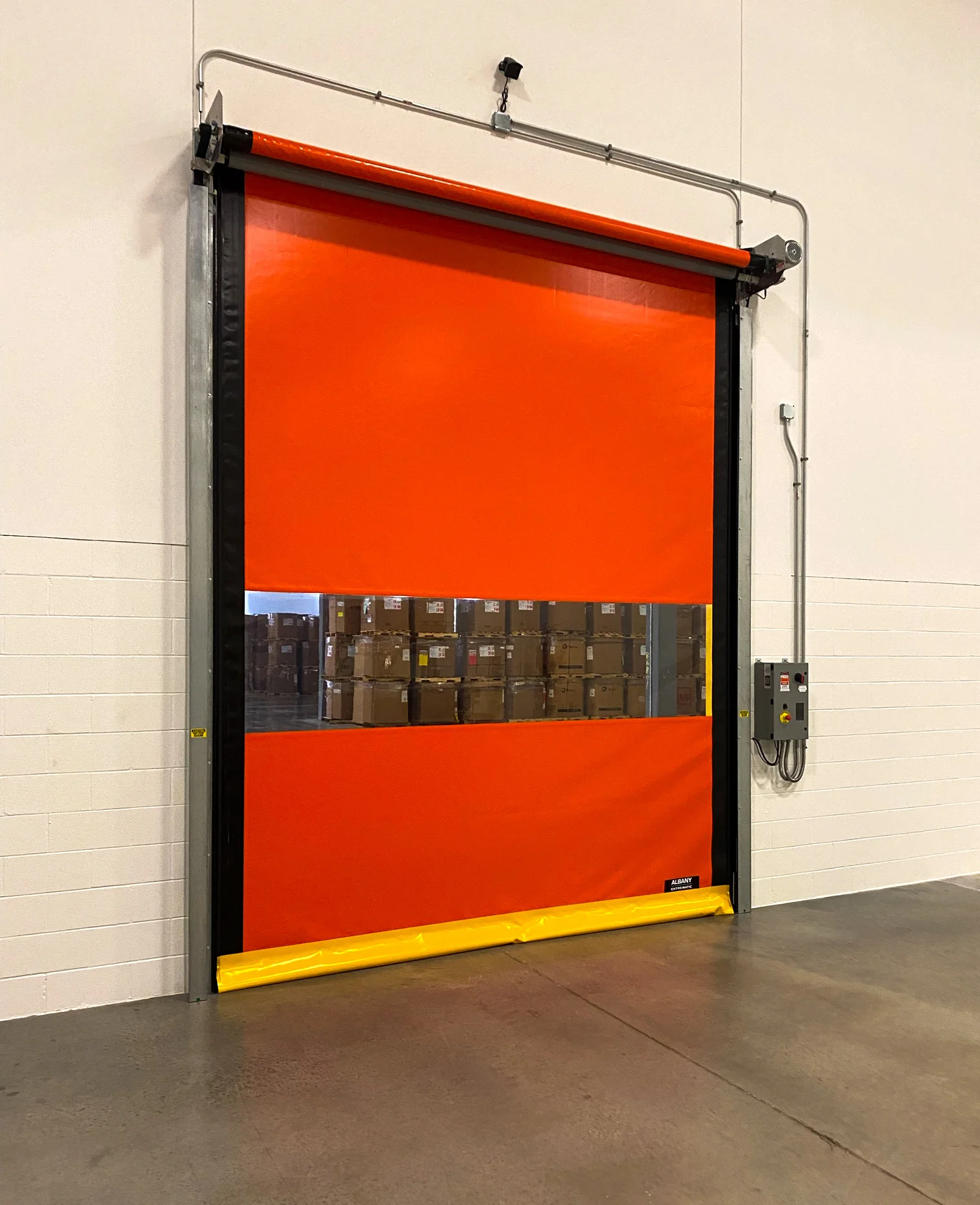 Sectional overhead door on warehouse facility