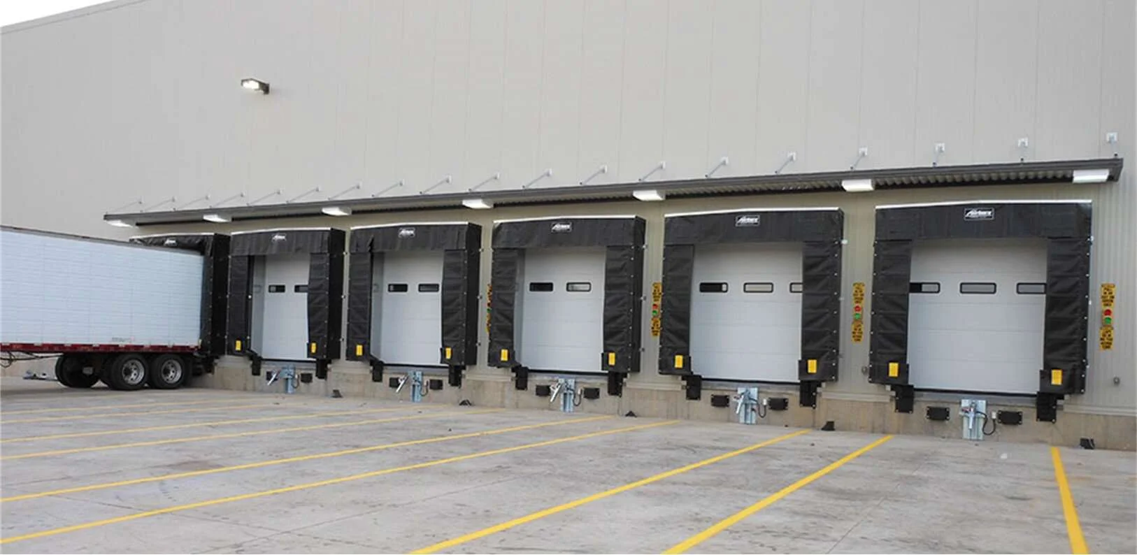 Overhead door with glass panel sections