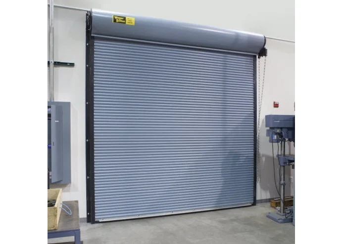 Overhead door open showing interior warehouse