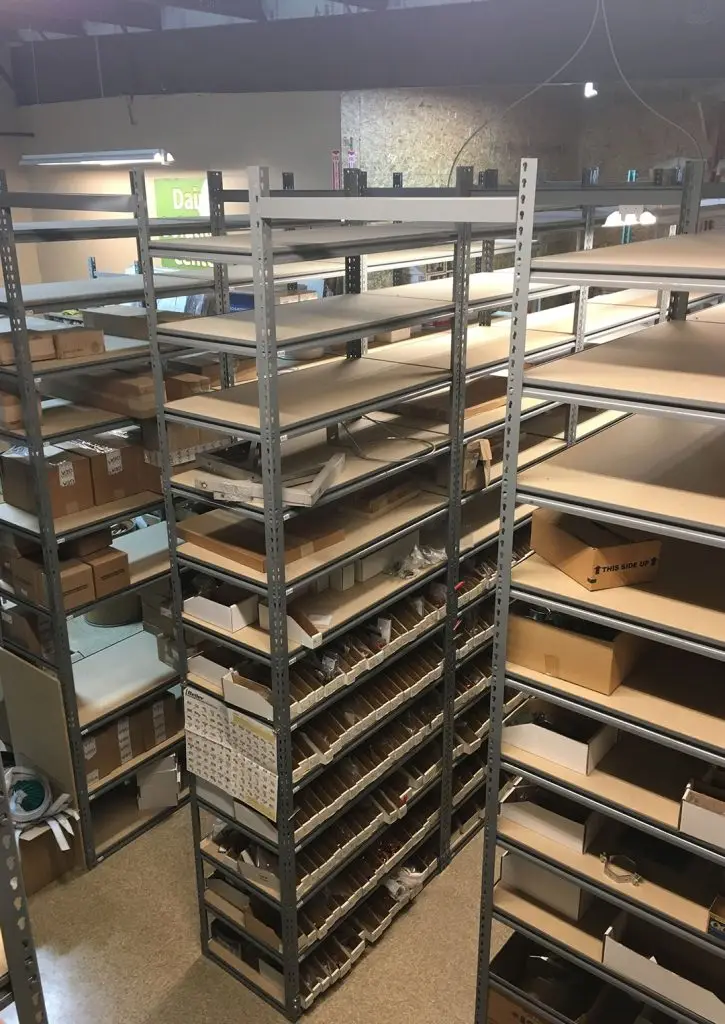 Heavy-duty steel shelving with solid decking