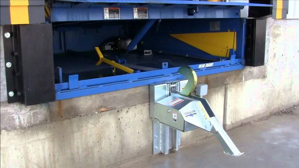 Vehicle restraint installation at new dock bay