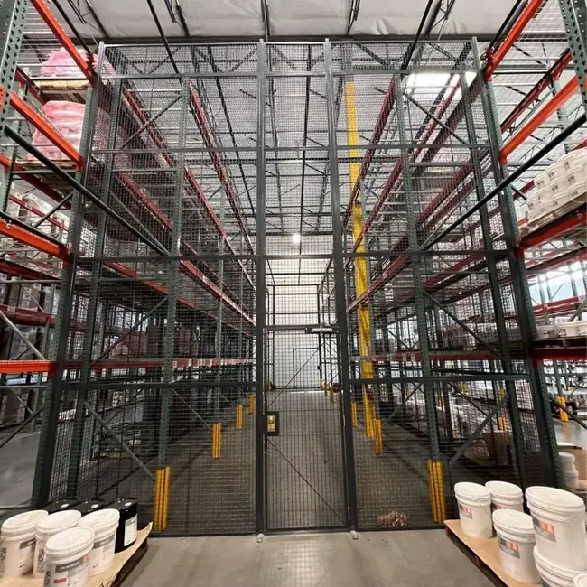 Wire partition security cage for high-value inventory