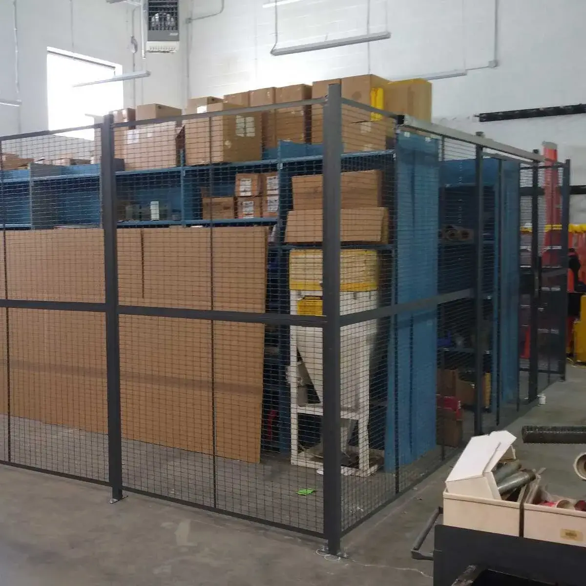 Wire partition installation in progress